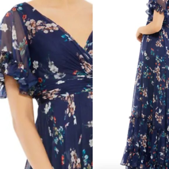 MAC DUGGAL FLORAL EMPIRE WAIST CHIFFON GOWN SZ 14 - Picture 4 of 7